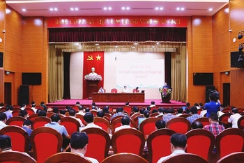 Quang cảnh Hội nghị Ban Chấp hành Đảng bộ thành phố Hạ Long lần thứ 37, khóa XXV, nhiệm kỳ 2020-2025, sáng 28/9.