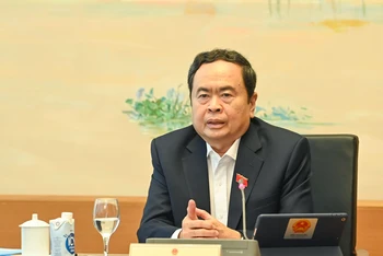 Chủ tịch Quốc hội Trần Thanh Mẫn phát biểu ý kiến trong phiên thảo luận ở tổ về tình hình kinh tế-xã hội. (Ảnh: DUY LINH)