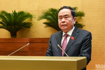 Chủ tịch Quốc hội Trần Thanh Mẫn phát biểu kết thúc phiên chất vấn và trả lời chất vấn tại Kỳ họp thứ 7, Quốc hội khóa XV. (Ảnh: DUY LINH)