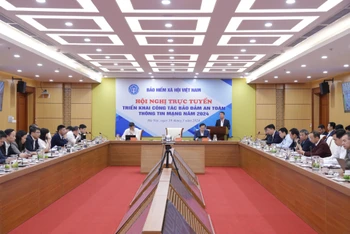 Hội nghị trực tuyến Triển khai công tác bảo đảm an toàn thông tin mạng năm 2024 của Bảo hiểm xã hội Việt Nam. (Ảnh TÂM TRUNG) 
