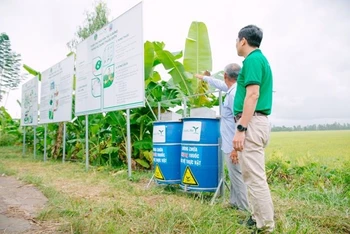 Mô hình sử dụng thuốc bảo vệ thực vật trên lúa tại huyện Lấp Vò, tỉnh Đồng Tháp. (Ảnh Cục Bảo vệ thực vật) 