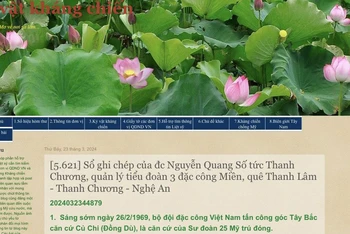 Ngày 23/3, anh Lâm Hồng Tiên đăng thông tin và hình ảnh cuốn nhật ký của liệt sĩ Nguyễn Quang Số trên blog và facebook Kỷ vật kháng chiến.