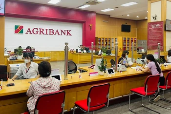 Khách hàng giao dịch tại chi nhánh Agribank.