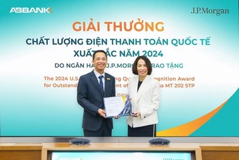 ABBANK nhận giải “Chất lượng điện Thanh toán quốc tế xuất sắc 2024” từ JP Morgan với thành tích tỷ lệ điện thanh toán quốc tế đạt chuẩn năm 2024 lên tới 98%.