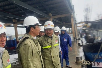 Thứ trưởng Nông nghiệp và Phát triển nông thôn Nguyễn Hoàng Hiệp kiểm tra tại Âu thuyền Cảng cá Thọ Quang chiều 17/10.