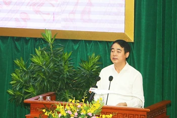 Bí thư Tỉnh ủy Hậu Giang Nghiêm Xuân Thành phát biểu khai mạc hội nghị
