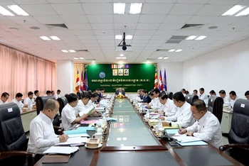 Ủy ban Bầu cử Quốc gia Campuchia họp, sáng 5/3. (Ảnh: NEC)