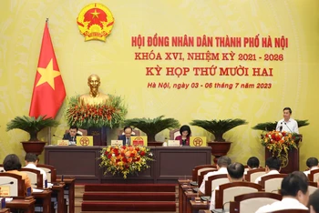 Quang cảnh ngày làm việc thứ 2, Hội đồng nhân dân thành phố Hà Nội. ( Ảnh: DUY LINH)