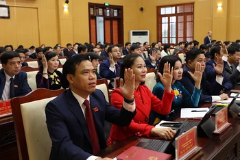 Các đại biểu Hội đồng nhân dân tỉnh Bắc Ninh tại kỳ họp thứ 15.