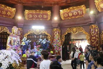 Lễ hội Khán hoa mẫu đơn chùa Phật Tích thu hút đông đảo người dân, Phật tử và du khách tham dự.