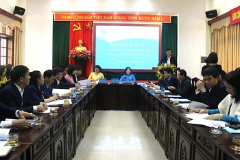 Quang cảnh Hội thảo “Tăng cường công tác phát triển đảng viên nữ trong các cấp Hội phụ nữ tỉnh Bắc Ninh” do Hội liên hiệp Phụ nữ tỉnh tổ chức.