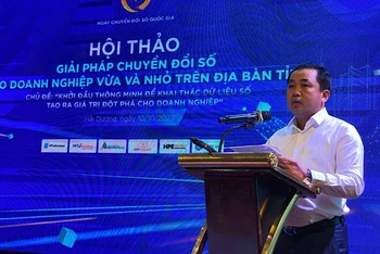 Đồng chí Trần Đức Thắng, Ủy viên Trung ương Đảng, Bí thư Tỉnh ủy Hải Dương phát biểu khai mạc Hội thảo.