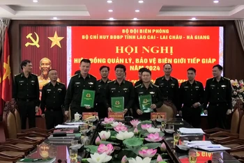Bộ đội Biên phòng 3 tỉnh Lào Cai, Hà Giang, Lai Châu ký kết biên bản phối hợp năm 2024.