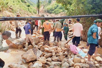 Một điểm sạt lở tại huyện Bắc Hà (Lào Cai) ngày 17/9.