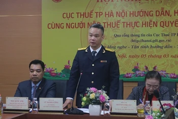 Lãnh đạo Cục Thuế Hà Nội phát biểu tại Hội nghị.