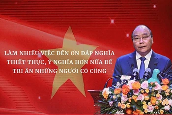 Chủ tịch nước Nguyễn Xuân Phúc phát biểu tại buổi lễ. (Ảnh: ĐĂNG KHOA)