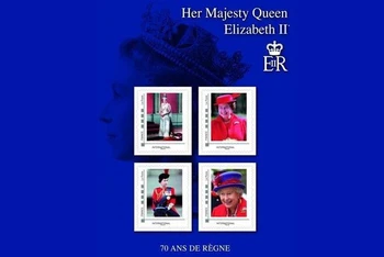 Bộ sưu tập gồm 4 con tem mang hình ảnh Nữ hoàng Elizabeth II được phát hành tại Pháp với số lượng hạn chế. (Ảnh: LaPoste)