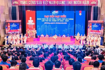 Quang cảnh khai mạc Đại hội Đoàn Thanh niên Cộng sản Hồ Chí Minh thành phố Hải Phòng lần thứ XIV, nhiệm kỳ 2022-2027.