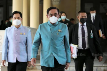 Thủ tướng Prayut Chan-o-cha tại Toà nhà Chính phủ hôm 23/8 (Ảnh: Bangkok Post)