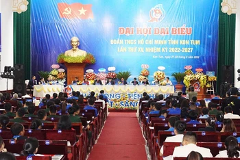 Toàn cảnh Đại hội Đại biểu Đoàn Thanh niên Cộng sản Hồ Chí Minh tỉnh Kon Tum lần thứ XV, nhiệm kỳ 2022-2027.