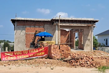 Một công trình xây dựng trái phép bị cưỡng chế ở Phú Quốc, Kiên Giang. 