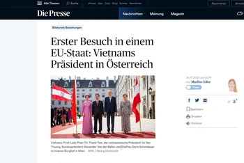 Trang tin diepresse.com đưa tin về chuyến thăm chính thức Áo của Chủ tịch nước Võ Văn Thưởng.