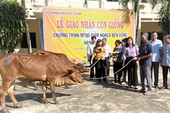 Hỗ trợ con giống cho các hộ nghèo là đồng bào dân tộc thiểu số trên địa bàn huyện Lộc Ninh.