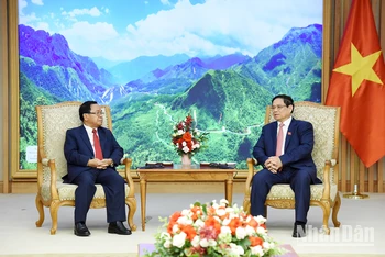 Thủ tướng Phạm Minh Chính tiếp Tổng Thanh tra Nhà nước Lào Khamphan Phommathat.