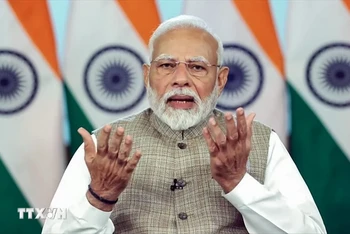 Thủ tướng Ấn Độ Narendra Modi phát biểu tại Hội nghị thượng đỉnh Tiếng nói Nam Bán cầu lần thứ 3 dưới hình thức trực tuyến ngày 17/8/2024. (Ảnh: ANI/TTXVN)