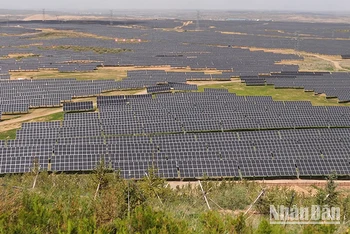 Một góc dự án điện năng lượng mặt trời ở Nội Mông, Trung Quốc. (Ảnh: HỒ QUÂN)