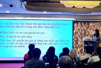 Nhiều giải pháp được đề cập tại hội thảo về bản quyền trong giảng dạy, nghiên cứu khoa học của Cục Bản quyền tác giả. (Ảnh LM)