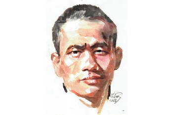 Ký họa chân dung họa sĩ Nguyễn Thế Hùng của họa sĩ Đỗ Hoàng Tường