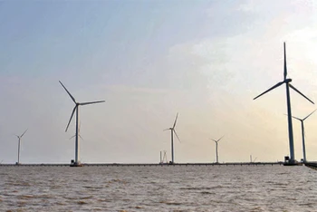 Công trình điện gió ngoài khơi ở Bạc Liêu.