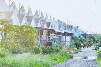 Khu nhà ở xã hội thuộc dự án Thiên Long, thành phố Bạc Liêu xây gần 20 năm nay nhưng chưa hoàn thiện hạ tầng. 