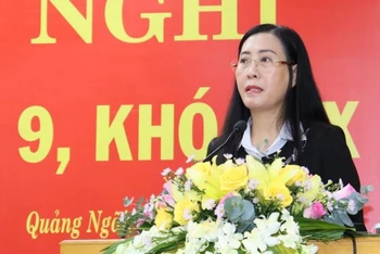 Bí thư Tỉnh ủy Quảng Ngãi Bùi Thị Quỳnh Vân phát biểu kết luận Hội nghị. 