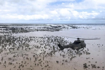Một chiếc trực thăng Oryx đã bị bắn ở Goma. (Nguồn: AFP/TTXVN)
