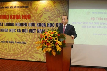 Tiến sĩ Phan Chí Hiếu, Chủ tịch Viện Hàn lâm Khoa học xã hội Việt Nam phát biểu khai mạc.