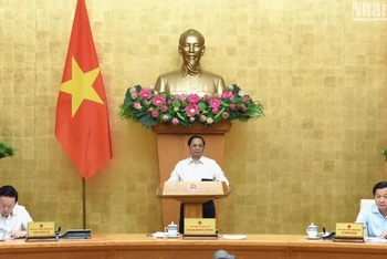 Thủ tướng Phạm Minh Chính chủ trì phiên họp Chính phủ chuyên đề về xây dựng pháp luật tháng 7/2023. (Ảnh: Trần Hải). 