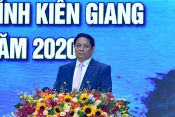 Thủ tướng Phạm Minh Chính phát biểu ý kiến tại Hội nghị tổng kết Quyết định 178/2004/QĐ-TT về phát triển tổng thể đảo Phú Quốc.