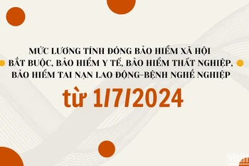 [Infographic] Mức lương tính đóng bảo hiểm xã hội bắt buộc, bảo hiểm y tế, bảo hiểm thất nghiệp từ 1/7/2024