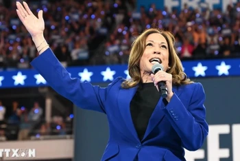 Phó Tổng thống Mỹ Kamala Harris phát biểu trong cuộc vận động tranh cử ở bang Wisconsin ngày 20/8/2024. (Ảnh: AA/TTXVN)