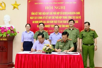 Công an tỉnh Ninh Bình và Ban Quản lý các khu công nghiệp tỉnh ký kết Quy chế phối hợp trong công tác bảo vệ an ninh quốc gia, bảo đảm trật tự an toàn xã hội tại các khu công nghiệp trên địa bàn.