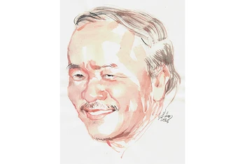 Ký họa chân dung nhà thơ Nguyễn Hoàng Sơn của họa sĩ Đỗ Hoàng Tường.