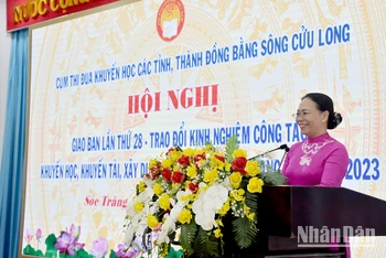 Phó Chủ tịch UBND tỉnh Sóc Trăng Huỳnh Thị Diễm Ngọc phát biểu chào mừng Hội nghị.