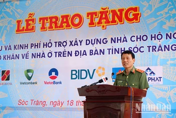 Thượng tướng Lương Tam Quang - Thứ trưởng Bộ Công an phát biểu tại buổi lễ.