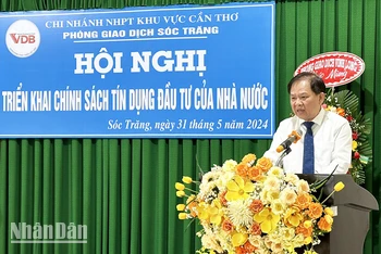 Giám đốc VDB khu vực Cần Thơ phát biểu tại hội nghị.