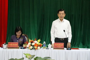 Bí thư Tỉnh ủy Đồng Nai Nguyễn Hồng Lĩnh phát biểu tại buổi làm việc.
