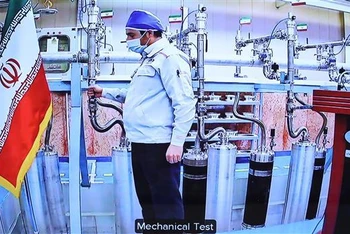 Kỹ thuật viên làm việc tại cơ sở làm giàu urani Natanz của Iran. (Ảnh: AFP/TTXVN)