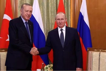 Tổng thống Thổ Nhĩ Kỳ Recep Tayyip Erdogan và người đồng cấp Nga Vladimir Putin. (Ảnh: AFP/Getty Images)