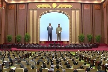 Hình ảnh 1 kỳ họp của Hội đồng Nhân dân tối cao (tức Quốc hội) Triều Tiên. (Ảnh: Yonhap/TTXVN)